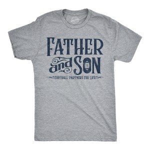 Mens Funny T Shirts Father And Son Football Partners For Life Sarcastic Fathers Day Graphic Tee For Men - Crazy Dog Men's T Shirt Light Grey 4XL - 1 of 4