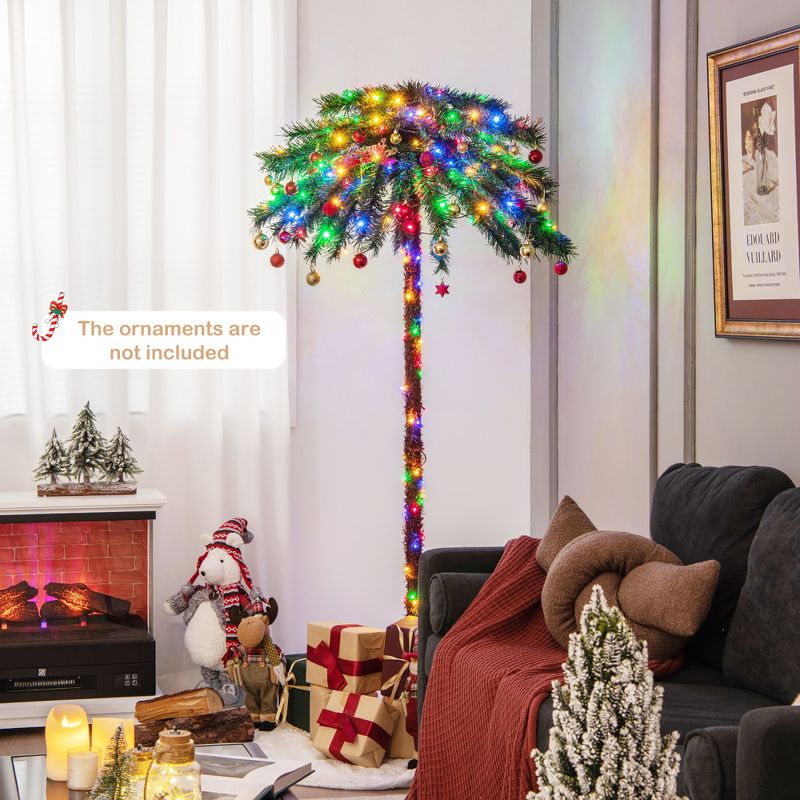 Costway 6FT Pre-Lit Artificial Tropical Christmas Palm Tree w/ 210 Multi-Color Lights, 2 of 11