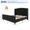 Diamond Button High-Back Upholstered Bed, Modern High Platform Bed Frame, Solid Wood with Soft and Comfortable Sponge Velvet, Bedroom Furniture - 4 of 4
