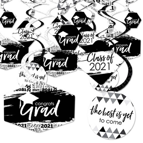 Big Dot Of Happiness Black And White Grad Best Is Yet To Come 21 Black And White Grad Party Hanging Decor Party Decoration Swirls Set Of 40 Target