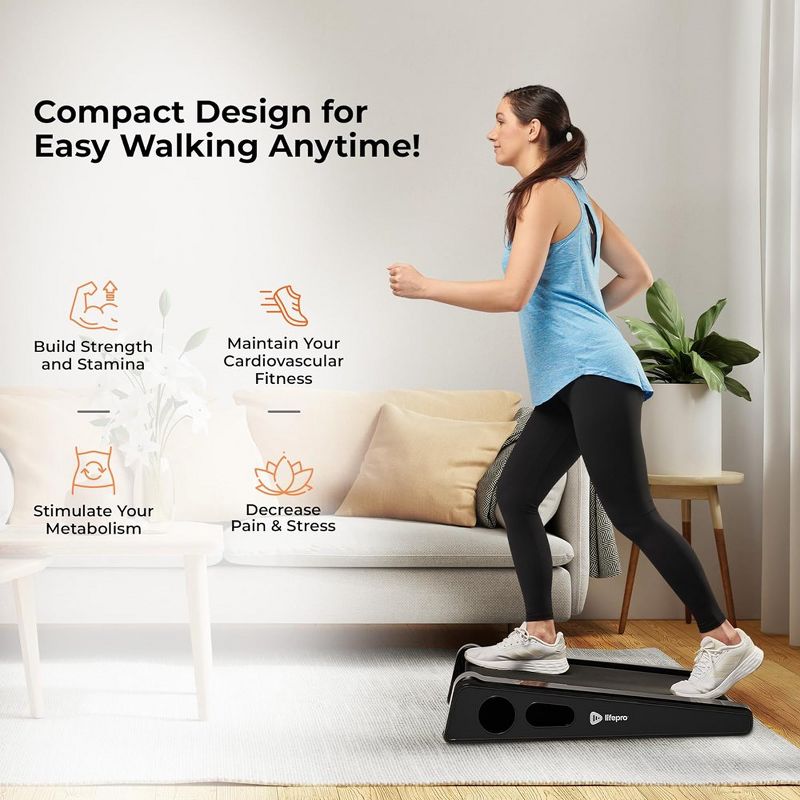 Lifepro 30in Portable Walking Pad - Compact Under Desk Mini Treadmill, 3 MPH Max, 220 Lbs Max Weight, 2 of 6