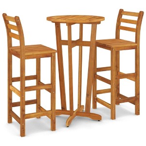 vidaXL Garden Bar Set Wood Brown Solid Acacia Wood 3 Piece Set Durable - 1 of 4