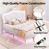 Queen Size Upholstered Bed Frame with LED Lights and Crown Headboard - 3 of 4