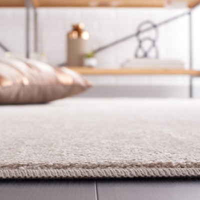 Beige Hand-Knotted Rectangular Synthetic Area Rug