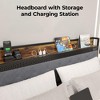 homfan Bed Frame with 2 Storage Drawers, LED Bed Frame with 2-Tier Storage Headboard＆Charging Station, Metal Platform Bed Frame, No Box Spring Needed - 4 of 4