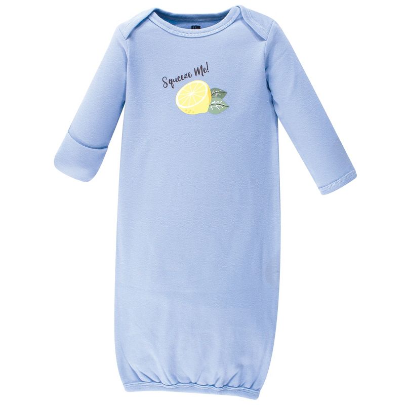 Hudson Baby Infant Girl Cotton Long-Sleeve Gowns 3pk, Lemon, 0-6 Months, 3 of 6