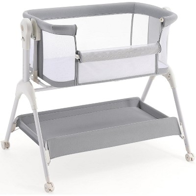 MYKKO 5-in-1 Pack and Play, Baby Bassinet Bedside Sleeper with Diaper Changer, Storage Bag & Music Box, Portable Baby Crib with Carry Bag