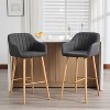 ORRD Modern Bar Stools Set of 2 with Back & Footrest, Linen Fabric Upholstered Counter Stools with Solid Wood Legs for Kitchen Island, Home Bar - 3 of 4