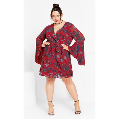 Women's Plus Size Ariarne Dress - red rose | CITY CHIC