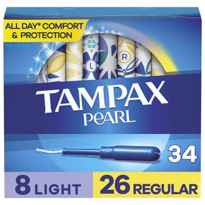 Tampax Pearl with LeakGuard Braid Duo Pack Unscented Tampons - Light/Regular Absorbency - 34ct - 1 of 4