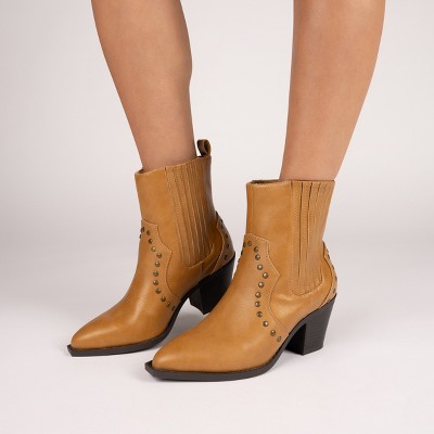 Journee Women's Braylee Studded Western Ankle Booties