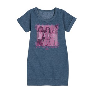 - Barbie - Girls Run The World Graphic Short Sleeve Fleece Dress - 1 of 3