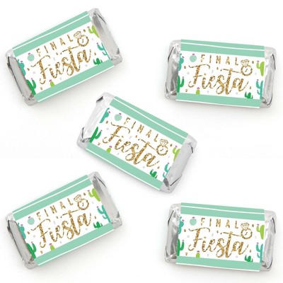 Big Dot of Happiness Final Fiesta - Mini Candy Bar Wrapper Stickers - Last Fiesta Bachelorette Party Small Favors - 40 Count