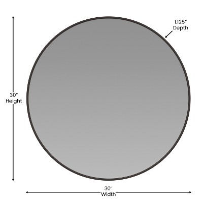 33" Monaco Sleek Black Metal Round Wall Mirror