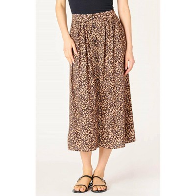 Women's Button Front Midi Skirt - Dex Clothing