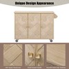 MAYEERTY Nature Wood 51.2"W Solid Wood Handwoven Kitchen Island, Ash Veneer Drop Leaf Rolling Cart Internal Storage Rack - 4 of 4