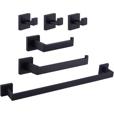 Mixxidea Square Towel Hooks 3PCS, Toilet Paper Holder, Towel Holder, Towel Bar (Matte Black)