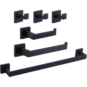 Mixxidea Square Towel Hooks 3PCS, Toilet Paper Holder, Towel Holder, Towel Bar (Matte Black) - 1 of 3
