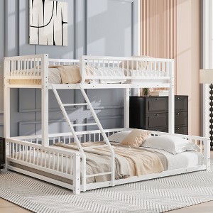 Twin XL Over Queen Bunk Bed with Ladder and Safety Guardrails - 1 of 4