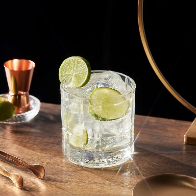 LEMONSODA Premium Checkered Crystal Whiskey Glasses - Set of 6 (12 fl. oz.)