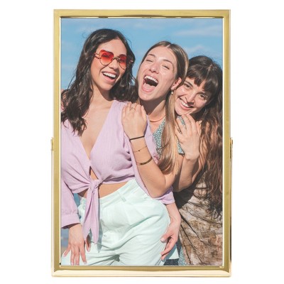 REGALWOVEN Tabletop Polished Metal Glass Vertical Photo Formats Picture Frame 1 Pc