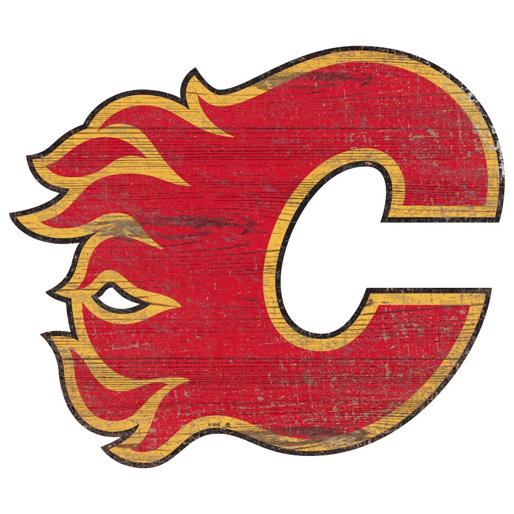 Photos - Wallpaper NHL Calgary Flames Distressed Logo Cutout Sign