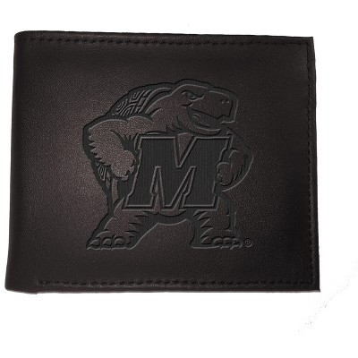 Evergreen NCAA Maryland Terrapins Black Leather Bifold Wallet Officially Licensed with Gift Box