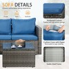 Celebalcony 3 Pieces Patio Furniture Set, Outdoor Wicker Sectional Sofa with Coffee Table, Anti-Slip & All-Weather Cushions for Garden,Backyard, Blue - 4 of 4