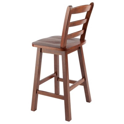 Scalera 24" Walnut Wood Swivel Counter Stool