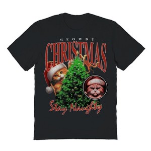 Rerun Island Men's Meowdy Christmas Rap Short Sleeve Graphic Cotton T-Shirt - 1 of 1