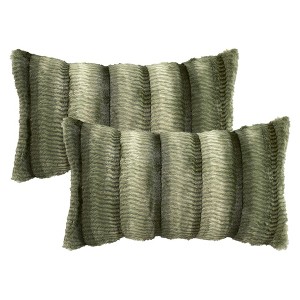 REGALWOVEN Fade-Resistant Plush Striped Luxury Series Soft Fluffy Modern Throw Pillow Covers 2 Pcs - 1 of 4