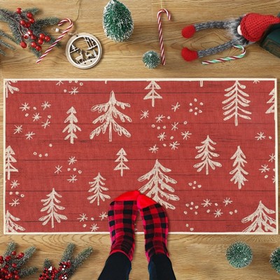 Coucheta Christmas Tree Welcome Doormat – Non-Slip Indoor Area Rug, Festive Holiday Mat for Living Room, Bedroom, Kitchen, Entryway