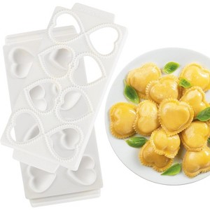 CucinaPro 2" Heart Ravioli Molds- Homemade Filled Pasta Maker- 2 Piece Tray & Press makes 8 Raviolis at a Time, Easy to Use & Clean- Add Love to your - 1 of 4