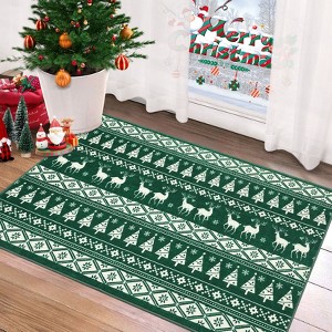 Bohemian Christmas Rug - Festive Non-Slip Machine Washable Area Rug, Soft Holiday Design - 1 of 4