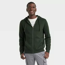 Men's Fleece Zip-Up Hoodie - Goodfellow & Co™ Dark Green M