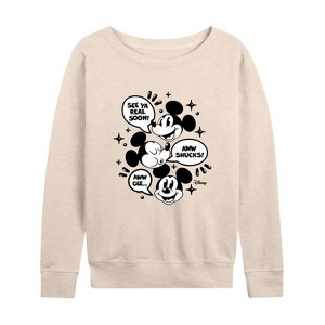 Women's - Disney - Mickey Mouse Lightweight French Terry Wide Neck Long Sleeve Shirt - 1 of 4