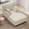 Whisen Oversized Corduroy Chaise Lounge Chair & Sleeper Sofa Chair with 2 Comfy Pillows, Rolled Arms - Beige - 2 of 4