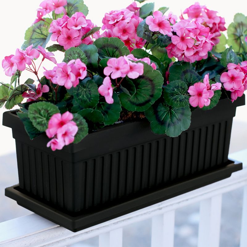 HC Companies 24 Inch Long Fluted Plastic Venetian Garden Window Container Planter Box for Indoor or Outdoor Flowers, Vegetables, or Succulents, Black, 5 of 6