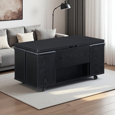 Lift-Top Coffee Table with Storage & 4 Stools