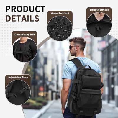 Unique Bargains Men Women Water-Resistant Large Capacity Laptop Backpack Black — фото 6