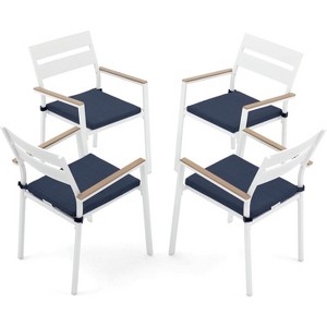 SUGOLD Patio Aluminum Chairs Set of 4, Outdoor Stackable Dining Chairs with Armrest and Cushions for Outside Lawn, Garden, Backyard, Indoor Kitchen, - 1 of 1