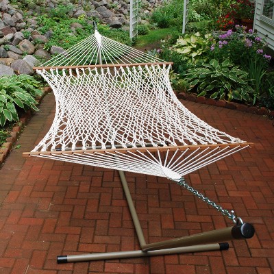 White Cotton Rope Two-Person Patio Hammock