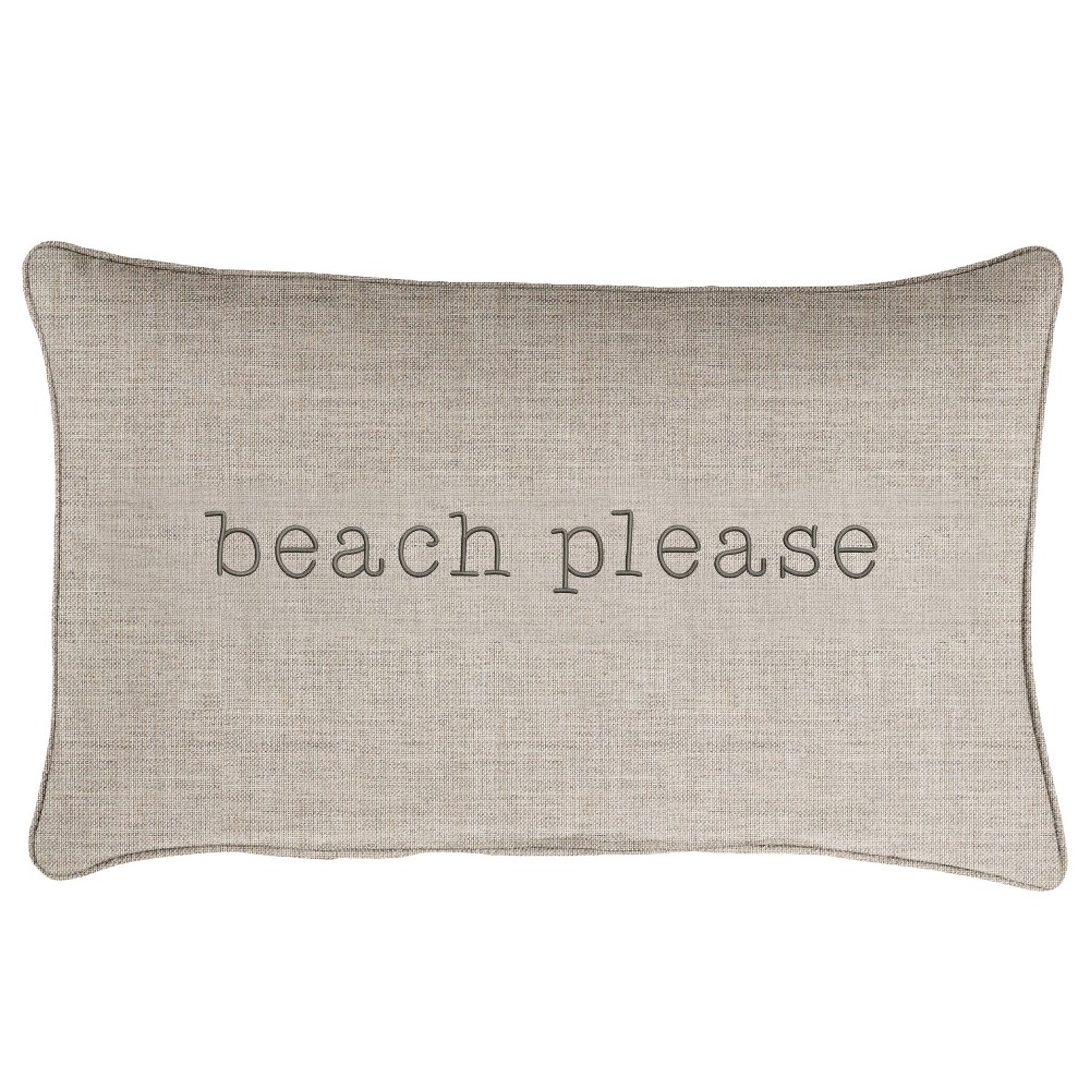 Photos - Pillow Sunbrella Indoor/Outdoor Beach Please Embroidered Lumbar Throw  Cast