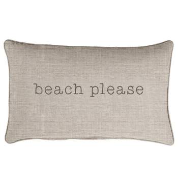 Indoor/Outdoor Beach Please Embroidered Lumbar Throw Pillow - Sorra Home
