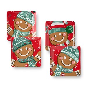 Certified International (Set of 4) 8.5" Christmas Whimsy Gingerbread Dessert Plates - 1 of 4