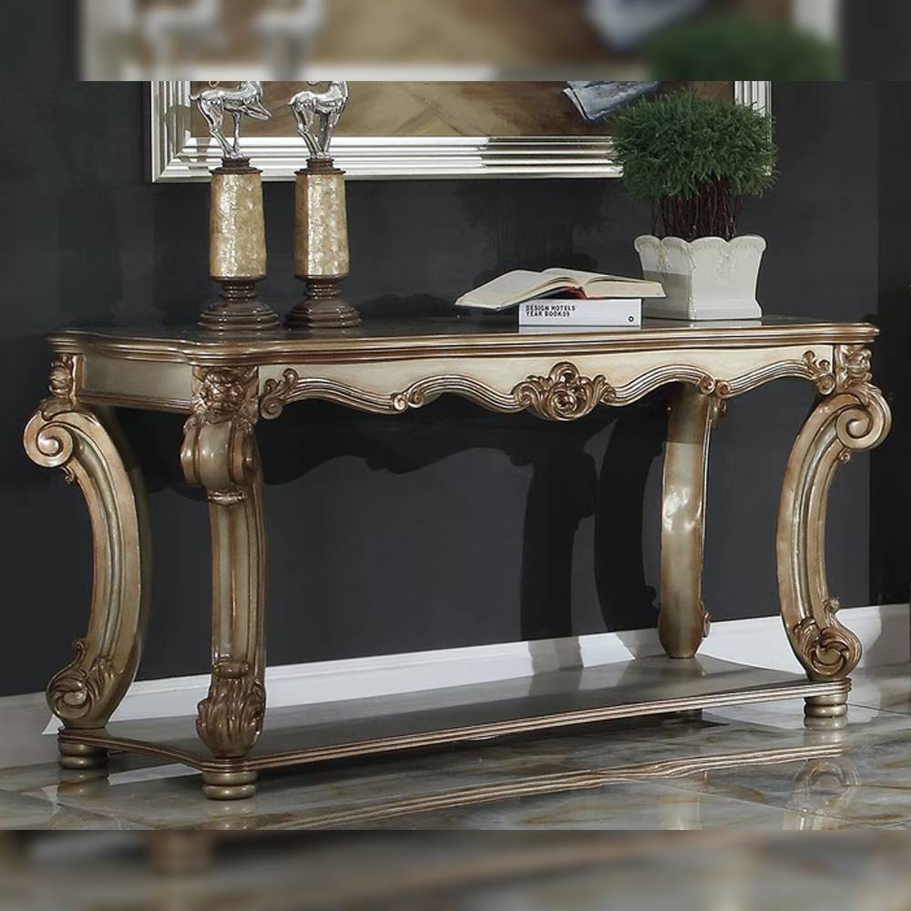 Photos - Coffee Table 58" Vendome Accent Table Gold Patina - Acme Furniture