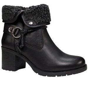 GC Shoes Doja Fur Cuff Rope Ring Buckle Heeled Ankle Boots - 1 of 4
