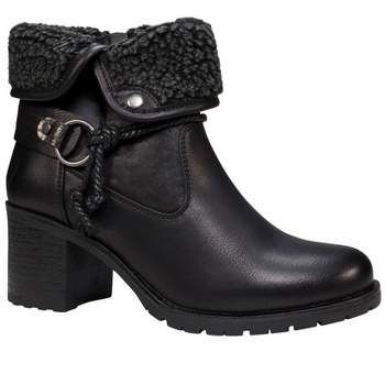 GC Shoes Doja Fur Cuff Rope Ring Buckle Heeled Ankle Boots