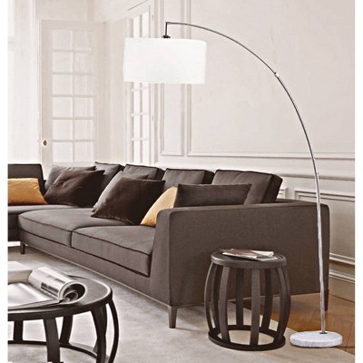 Antique Gold Adjustable Arc Floor Lamp with Marble Base