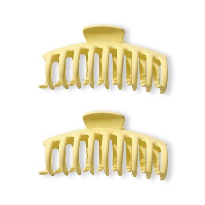 LA Glam Co. Matte 4" Casual Ladies Claw Clips - All Hair - 2-Pack - Lemon Yellow